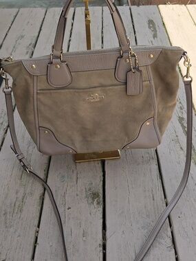 Coach Mickey 2015 F35778 Tan Suede & Leather Crossbody GUC $450 Estimated Retail